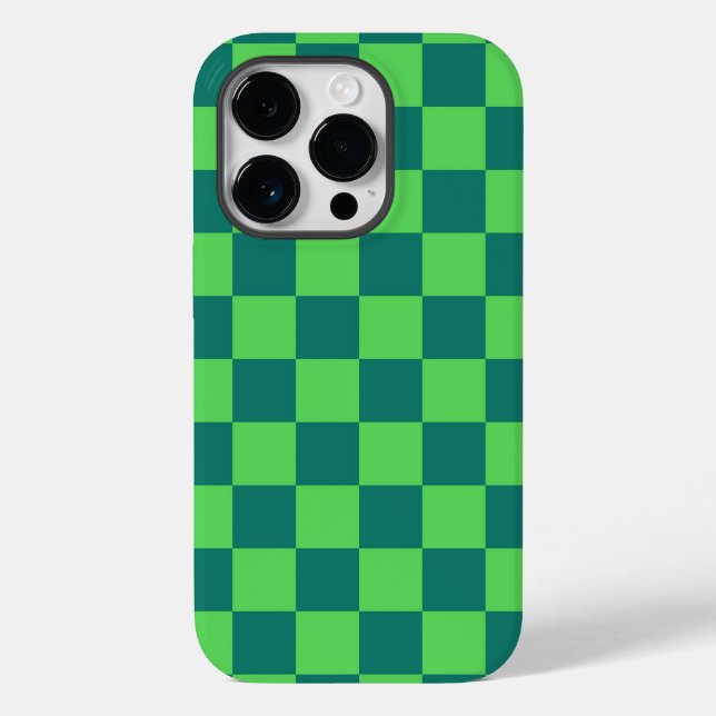 Blue Green Chequered Gingham Pattern Case-Mate iPhone Case (Back)