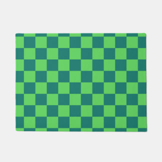 Blue Green Chequered Gingham Pattern Doormat
