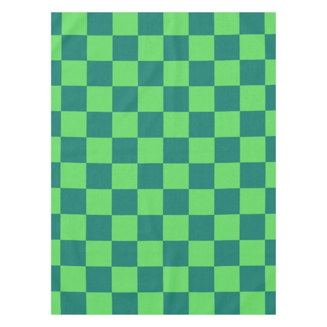 Blue Green Chequered Gingham Pattern Tablecloth (Front)