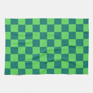 Blue Green Chequered Gingham Pattern Tea Towel