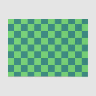 Blue Green Chequered Gingham Pattern Tissue Paper