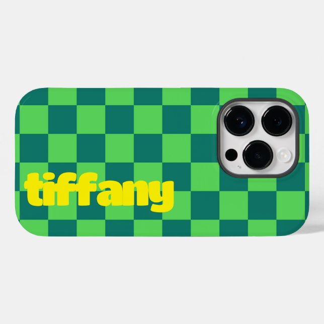 Blue Green Chequered Phone Case (Back (Horizontal))