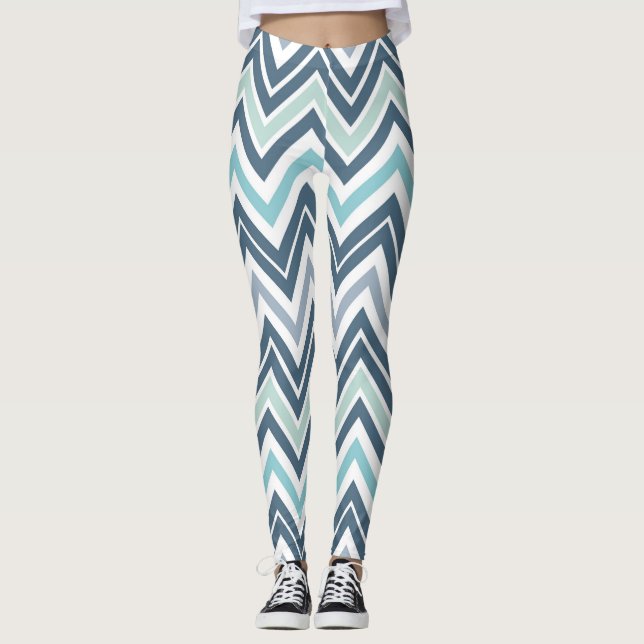Blue/Green Chervron Women's Leggings (Front)