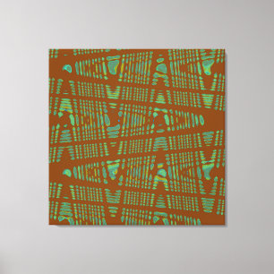 Blue Green Chestnut Brown Modern Abstract Wave Canvas Print