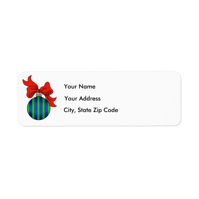 Blue & Green Christmas Ornament - Address Label (Front)
