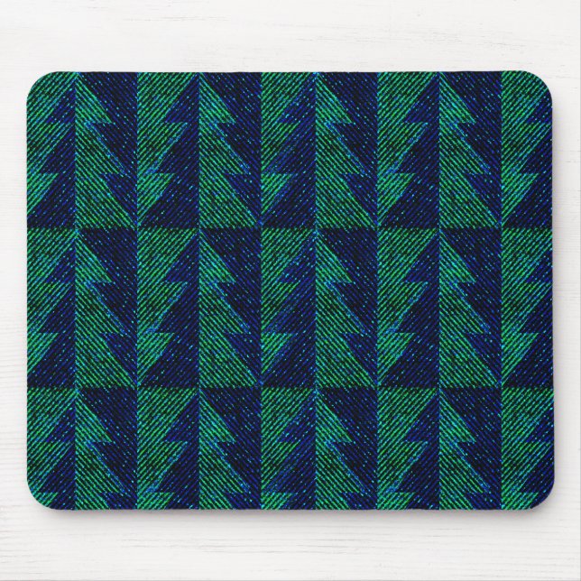 Blue, green Christmas trees.  Mouse Mat (Front)