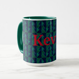 Blue, green Christmas trees. Mug