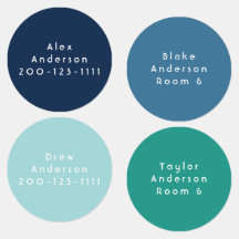 Blue Green Circle Iron On Kid's Labels