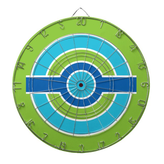 Blue / Green Circles custom dart board (Front)