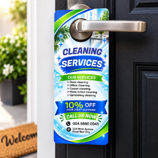 Blue Green Cleaning Services Promotion Door Hanger