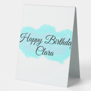 Blue green clouds pastel happy birthday modern kid