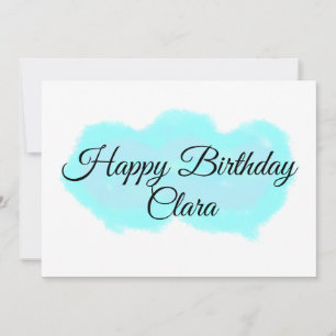 Blue green clouds pastel happy birthday modern kid holiday card