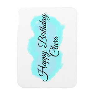 Blue green clouds pastel happy birthday modern kid magnet