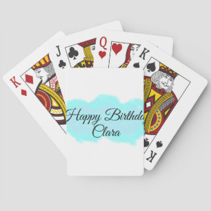 Blue green clouds pastel happy birthday modern kid playing cards