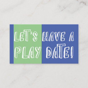Blue Green Color Block Playful Play Date Calling Card