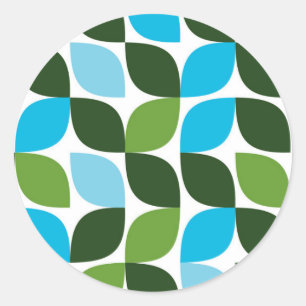 Blue, green, cool, trendy, modern nature abstract classic round sticker