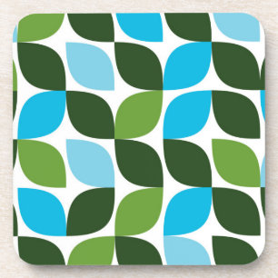 Blue, green, cool, trendy, modern nature abstract coaster