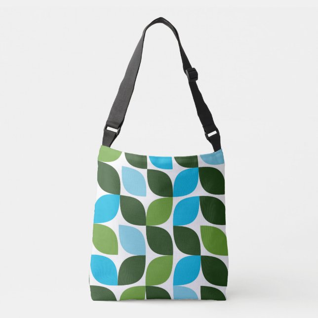Blue, green, cool, trendy, modern nature abstract crossbody bag (Front)