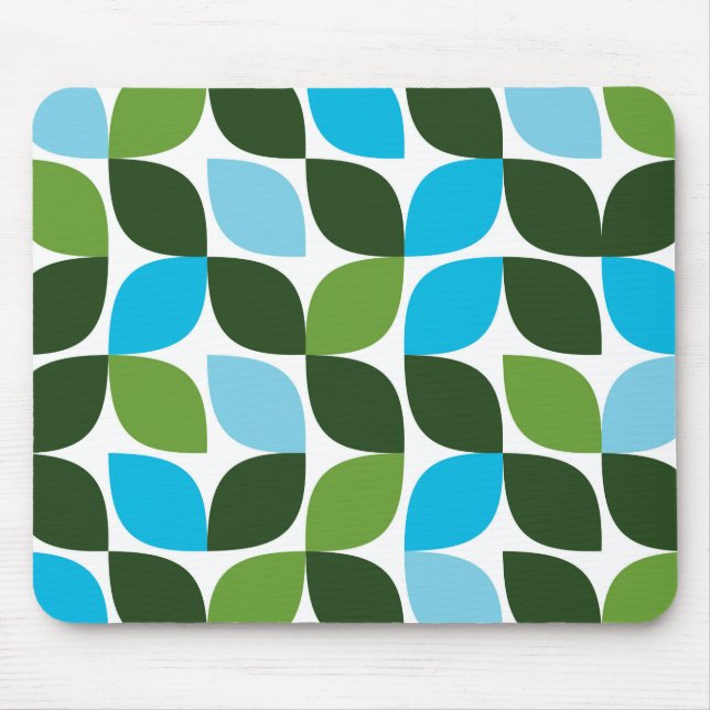Blue, green, cool, trendy, modern nature abstract mouse mat (Front)