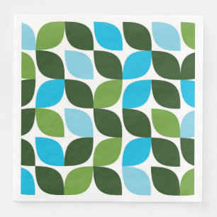 Blue, green, cool, trendy, modern nature abstract napkin
