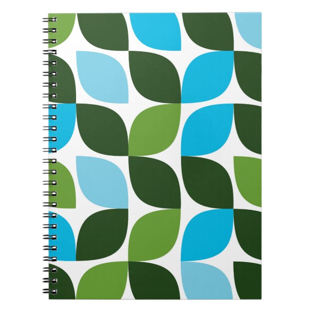 Blue, green, cool, trendy, modern nature abstract notebook (Front)