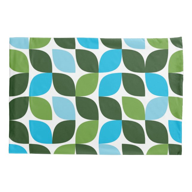 Blue, green, cool, trendy, modern nature abstract pillowcase (Back)