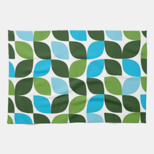 Blue, green, cool, trendy, modern nature abstract tea towel