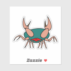 Blue-green crab with lips