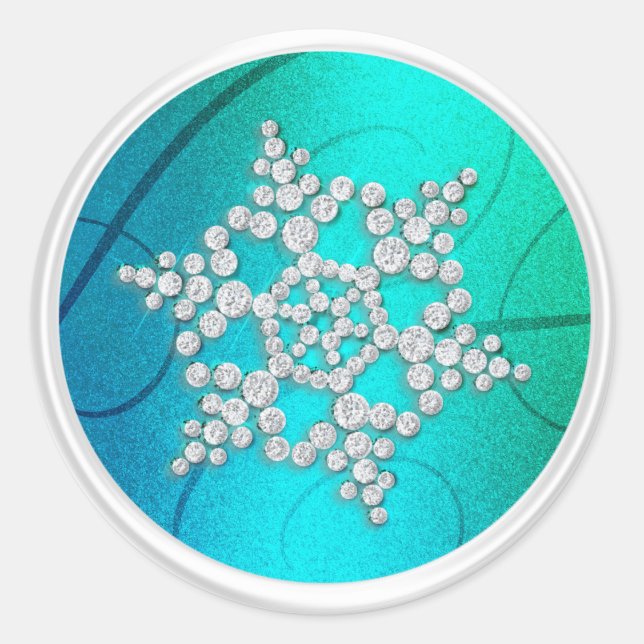 Blue Green Crystal Snowflake Envelope Seal (Front)