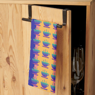 Blue Green Cup Of Java Rainbow Stripe Tea Towel