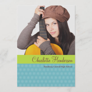 Blue green custom photo graduation announcement