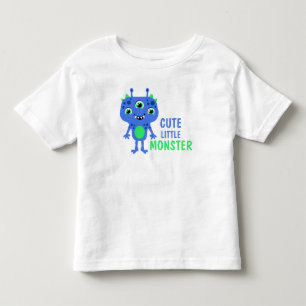Blue Green Cute Little 3-Eyed Monster Kids Toddler T-Shirt