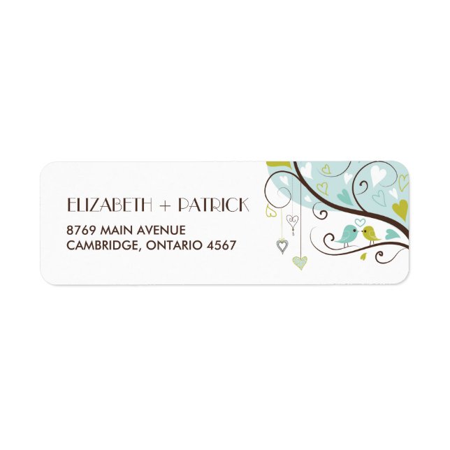 Blue & Green | Cute Lovebirds Address Label (Front)