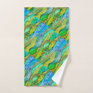 Blue-green decorative pattern hand towel