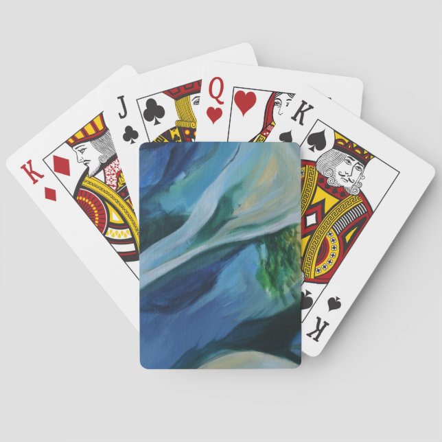 Blue, green Delta Abstract Painting  Playing Cards (Back)