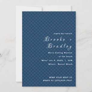 Blue Green Diamond Wedding Invitation