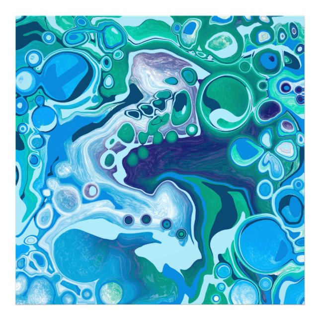 Blue Green Digital Marble Fluid Art    Photo Print (Front)