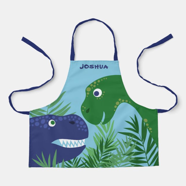 Blue & Green Dino Add Name Apron (Front)