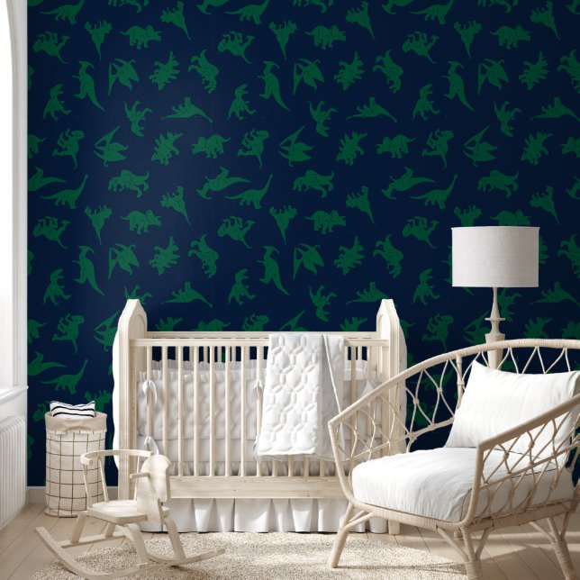 Blue Green Dinosaur Baby Boy Nursery Peel & Stick Wallpaper (Kids)