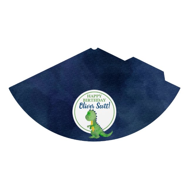 Blue & Green Dinosaur Boy Birthday Party Hat (Front)