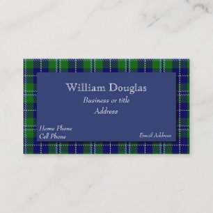 Blue & Green Douglas Scottish Tartan Plaid Custom Business Card