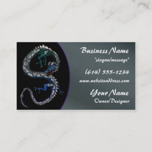 Blue & Green Dragon Fantasy Asian Business Card