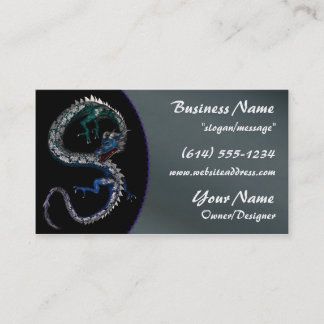 Blue & Green Dragon Fantasy Asian Business Card