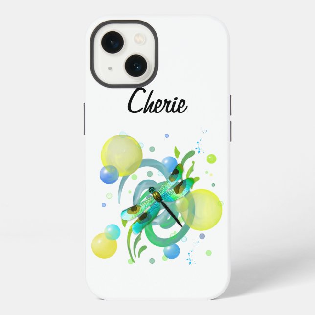 Blue Green Dragonflies iPhone Case (Back)