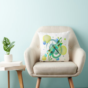 Blue Green Dragonfly Cushion