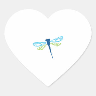 Blue & Green Dragonfly Heart Sticker