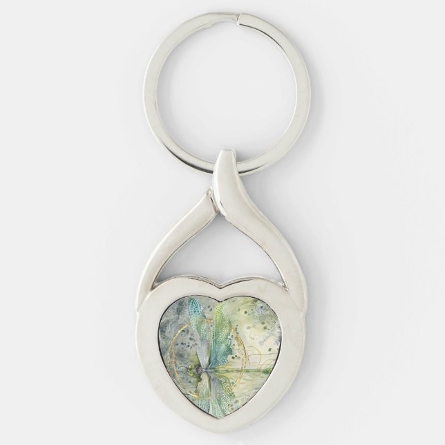 Blue Green Dragonfly Key Ring (Front)