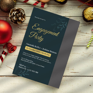 Blue Green Engagement Party Invitation