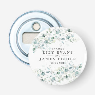 Blue Green Eucalyptus Leaves Wedding Favour  Bottle Opener