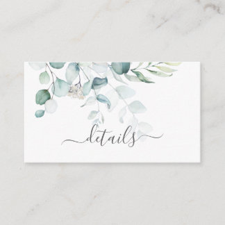 Blue Green Eucalyptus Wedding Enclosure Card